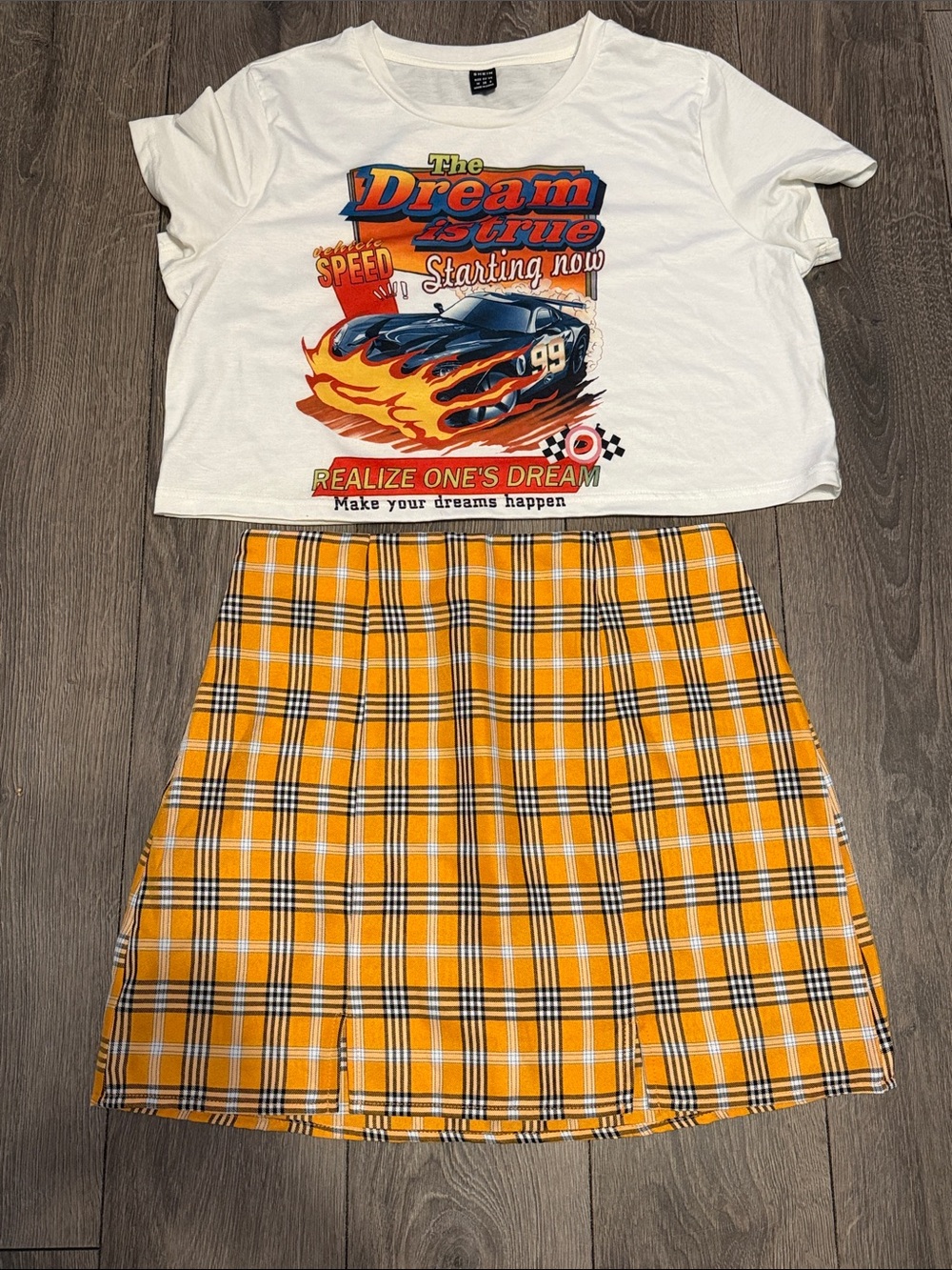 SHEIN Yellow Plaid A-Line Skirt